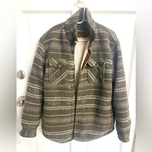 Jachs New York Men's Medium Olive and Beige Wool Blend Sherpa Lined Aztec Jacket